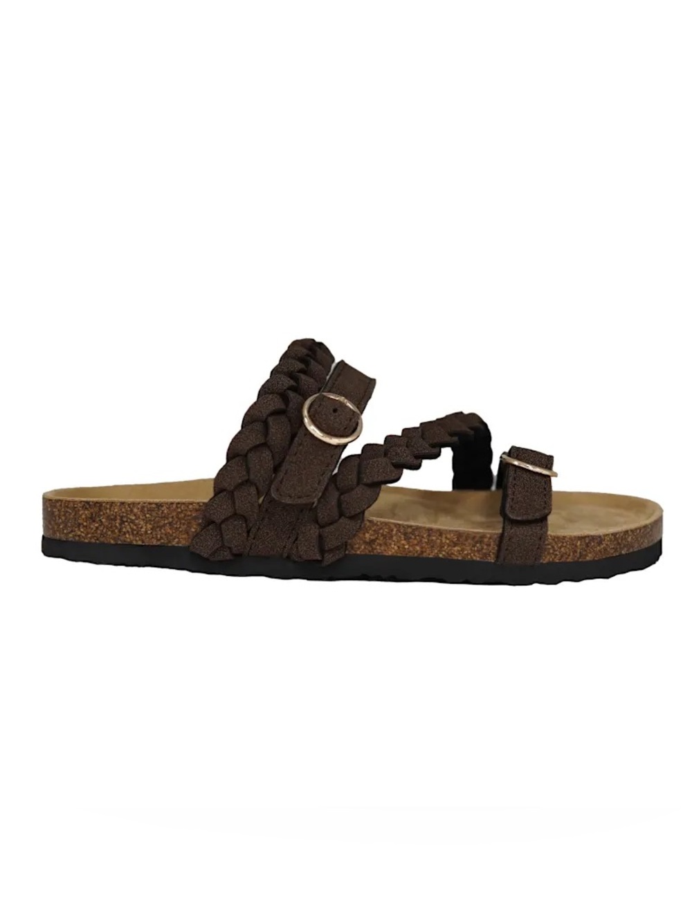Braided Strappy Cork Footbed Sandals - Taupe